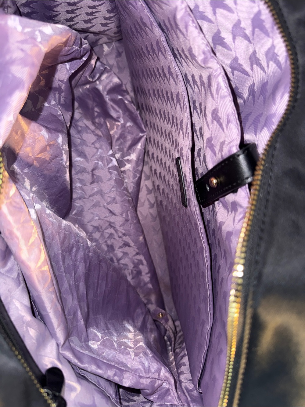 Lo & Sons O.G Laptop Tote Black Exterior / Gold Hardware / Lavender Interior - Picture 12 of 13